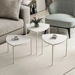 Stijlvolle Nesting Tables Met Melamine Coating - 3-delige Set | Wit -Emob 506MNR1222 20 205 4526
