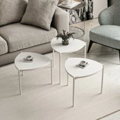 Stijlvolle Nesting Tables Met Melamine Coating - 3-delige Set | Wit -Emob 506MNR1222 20 206 3e0e