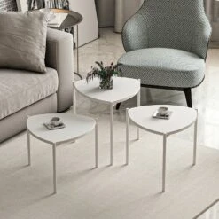 Stijlvolle Nesting Tables Met Melamine Coating - 3-delige Set | Wit -Emob 506MNR1222 20 207 951a