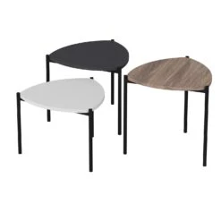 Houten Nesting Tables Set | 3 Stuks | Melamine Gecoat | Metalen Frame | Wit Antraciet Noten -Emob 506MNR1224 20 205 1ed1
