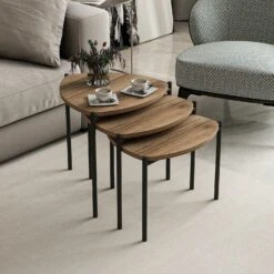 Stijlvolle Woody Fashion Nesting Table - Walnoot | 3-delige Set -Emob 506MNR1225 20 202 0714