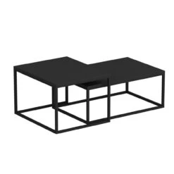 Woody Fashion Nesting Table Set | Melamine Coating | Metalen Frame | Zwart -Emob 506MNR1232 20 203 0c40