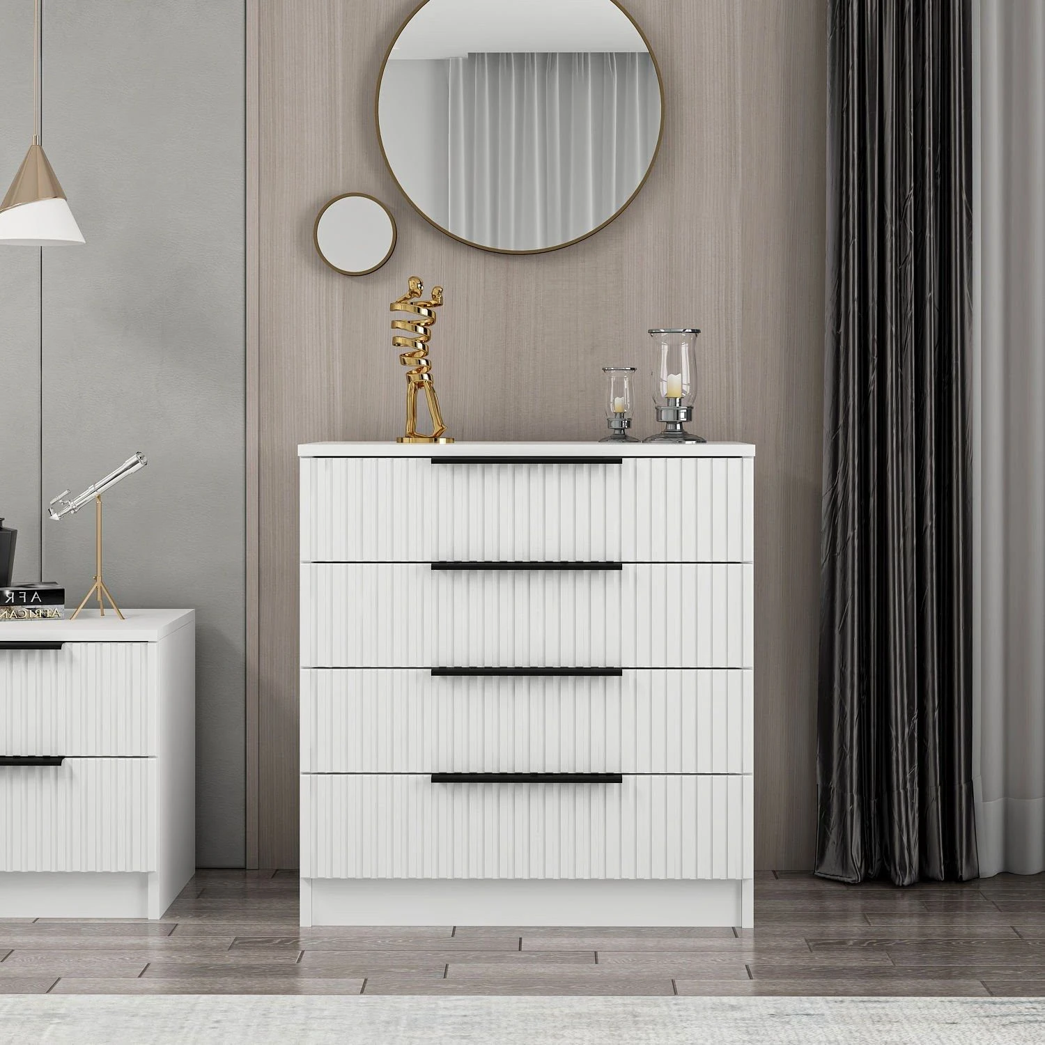 Witte Dressoir | 100% Melamine Gecoat | 72x42x77 Cm 1 Witte Dressoir | 100% Melamine Gecoat | 72x42x77 Cm