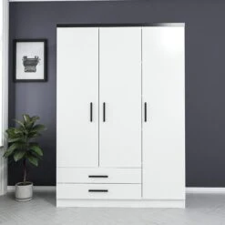 Woody Kledingkast | Wit | 100% Melamine | 135x190x52