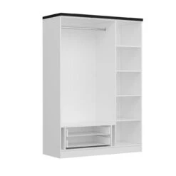 Woody Kledingkast | Wit | 100% Melamine | 135x190x52 -Emob 506MNR2247 20 204 4dfb