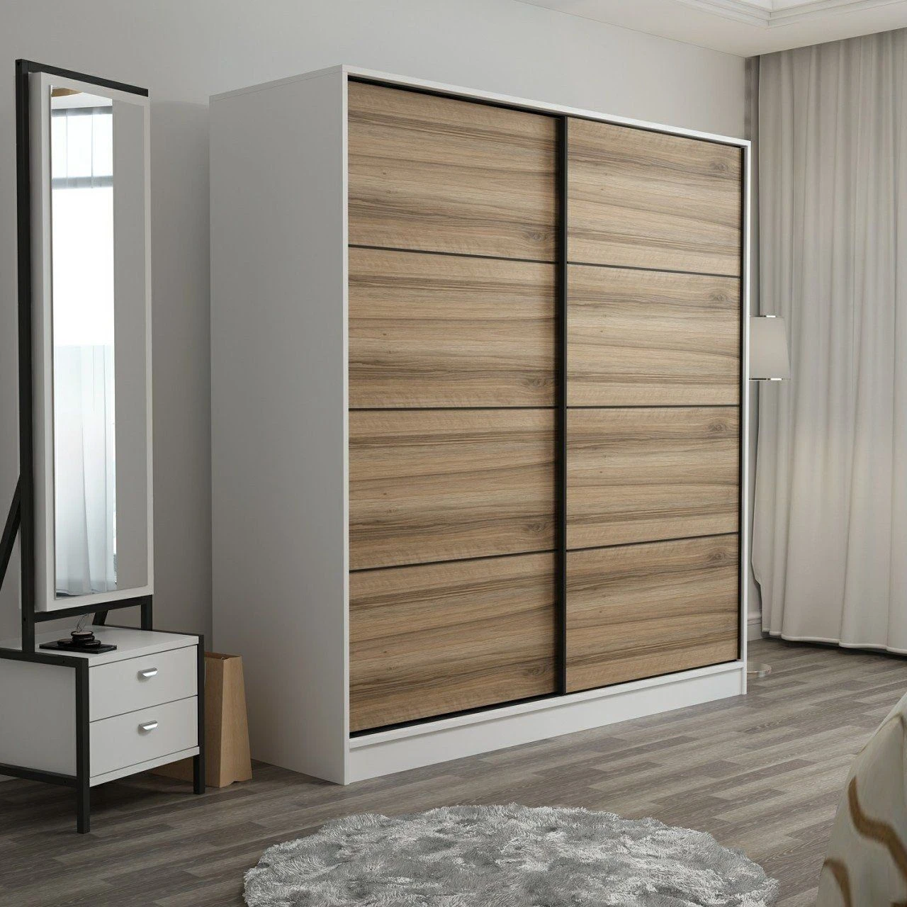 Woody Kledingkast | 100% Melamine Coating | Tal Van Planken | Wit". 7 Woody Kledingkast | 100% Melamine Coating | Tal Van Planken | Wit". - Afbeelding 7