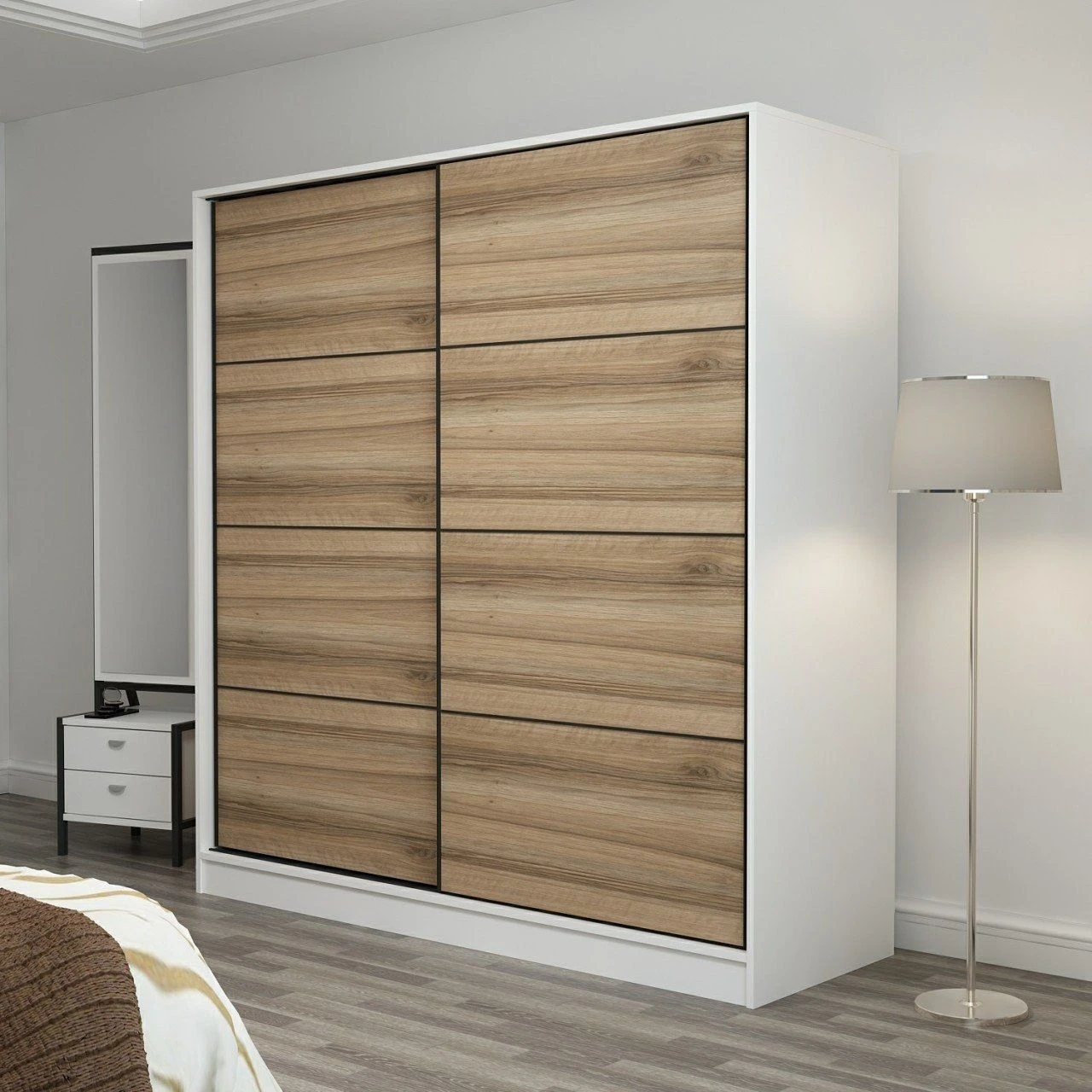 Woody Kledingkast | 100% Melamine Coating | Tal Van Planken | Wit". 5 Woody Kledingkast | 100% Melamine Coating | Tal Van Planken | Wit". - Afbeelding 5