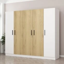 Modieuze Houten Kledingkast | Wit | Melamine Coating -Emob 506MNR2564 20 202 4329