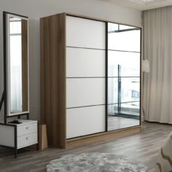 Stijlvolle Woody Kledingkast | 18mm Melamine Coating | Dore Wit". -Emob 506MNR2632 20 202 f9c9