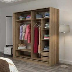 Stijlvolle Woody Kledingkast | 18mm Melamine Coating | Dore Wit". -Emob 506MNR2632 20 206 9cdd