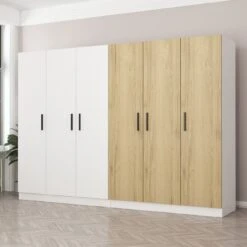Woody Fashion Melamine Kledingkast - Wit Notenhout -Emob 506MNR2693 20 203 0a0b