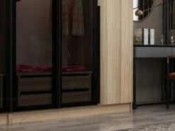 Woody Kledingkast | 100% Melamine | 225x210x52 Cm | Fume -Emob 506MNR2858 20 204 1ab7