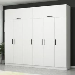 Moderne Witte Garderobekast | Woody Fashion | 100% Melamine Gecoat | Talrijke Planken -Emob 506MNR2862 20 202 09a4