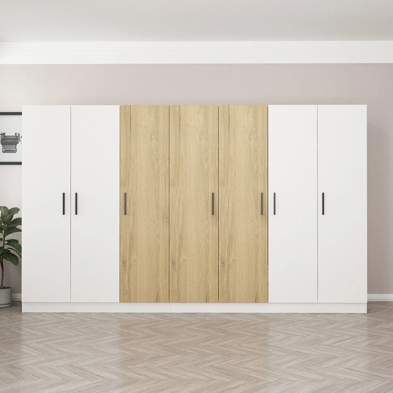 Moderne Houten Kledingkast | Wit Notenhout 1 Moderne Houten Kledingkast | Wit Notenhout