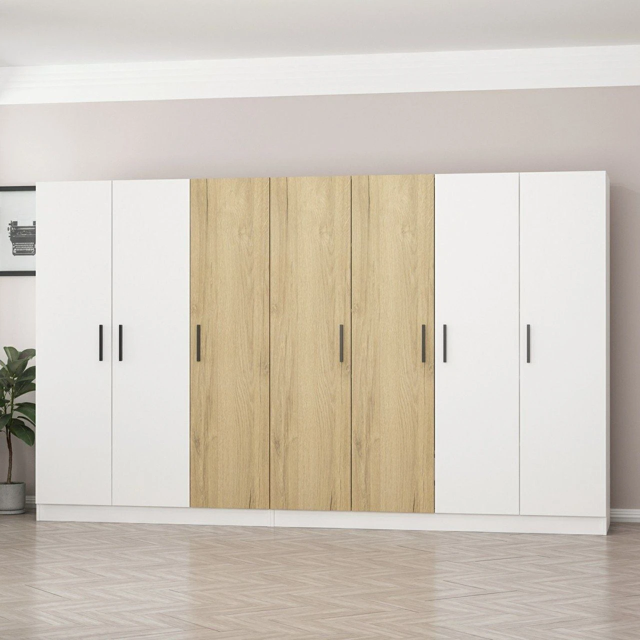 Moderne Houten Kledingkast | Wit Notenhout 5 Moderne Houten Kledingkast | Wit Notenhout - Afbeelding 5