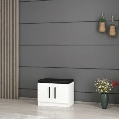 Moderne Witte Zaalstandaard | Woody Fashion | 100% Melamine | 60x42x37cm