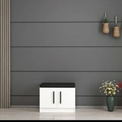 Moderne Witte Zaalstandaard | Woody Fashion | 100% Melamine | 60x42x37cm -Emob 506MNR3144 20 202 ef01