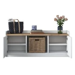 Wren Schoenenkast 120cm | 100% Melamine | Wit Notenhout -Emob 543WRN1101 20 2010 e898