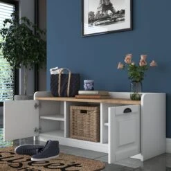 Wren Schoenenkast 120cm | 100% Melamine | Wit Notenhout -Emob 543WRN1101 20 207 47fc