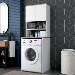 Wren Wasmachinekast | 100% Gemelamineerd Board | 18mm Dik | Wit Walnoot -Emob 543WRN1201 20 202 0e13