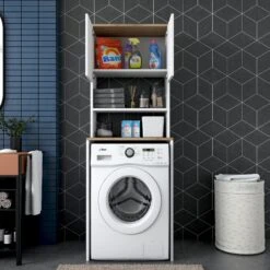 Wren Wasmachinekast | 100% Gemelamineerd Board | 18mm Dik | Wit Walnoot -Emob 543WRN1201 20 205 b256