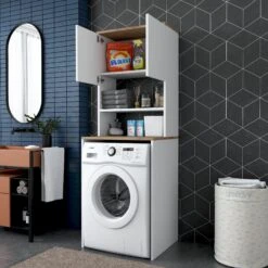 Wren Wasmachinekast | 100% Gemelamineerd Board | 18mm Dik | Wit Walnoot -Emob 543WRN1201 20 206 7b57