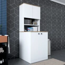 Moderne Wasmachinekast Van Wit Walnotenhout -Emob 543WRN1202 20 203 b3e8