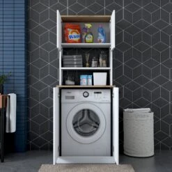 Moderne Wasmachinekast Van Wit Walnotenhout -Emob 543WRN1202 20 205 5a08