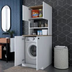 Moderne Wasmachinekast Van Wit Walnotenhout -Emob 543WRN1202 20 206 5c1d