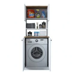 Moderne Wasmachinekast Van Wit Walnotenhout -Emob 543WRN1202 20 208 0691
