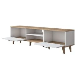 Wren TV-meubel | 100% Gemelamineerd | 18mm Dikte | 180cm Breedte | Wit Notenhout -Emob 543WRN1502 20 2010 d2a6