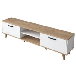 Wren TV-meubel | 100% Gemelamineerd | 18mm Dikte | 180cm Breedte | Wit Notenhout -Emob 543WRN1502 20 2011 663d