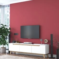 Wren TV-meubel | 100% Melamine Laag | 18mm Dikte | 180cm Breedte X 48cm Hoogte | Wit Notenhout