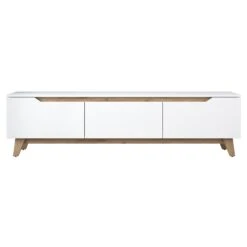 Wren TV-meubel | 100% Melamine Laag | 18mm Dikte | 180cm Breedte X 48cm Hoogte | Wit Notenhout -Emob 543WRN1516 20 207 799d