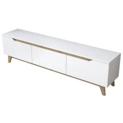 Wren TV-meubel | 100% Melamine Laag | 18mm Dikte | 180cm Breedte X 48cm Hoogte | Wit Notenhout -Emob 543WRN1516 20 209 3f65