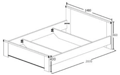 Bed Sela 140x200 - Grijze Eik 7 Bed Sela 140x200 - Grijze Eik -Emob 54 5579C S5V e179