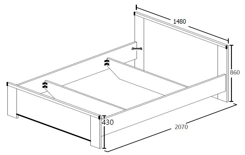 Bed Sela 140x200 - Grijze Eik 4 Bed Sela 140x200 - Grijze Eik - Afbeelding 4