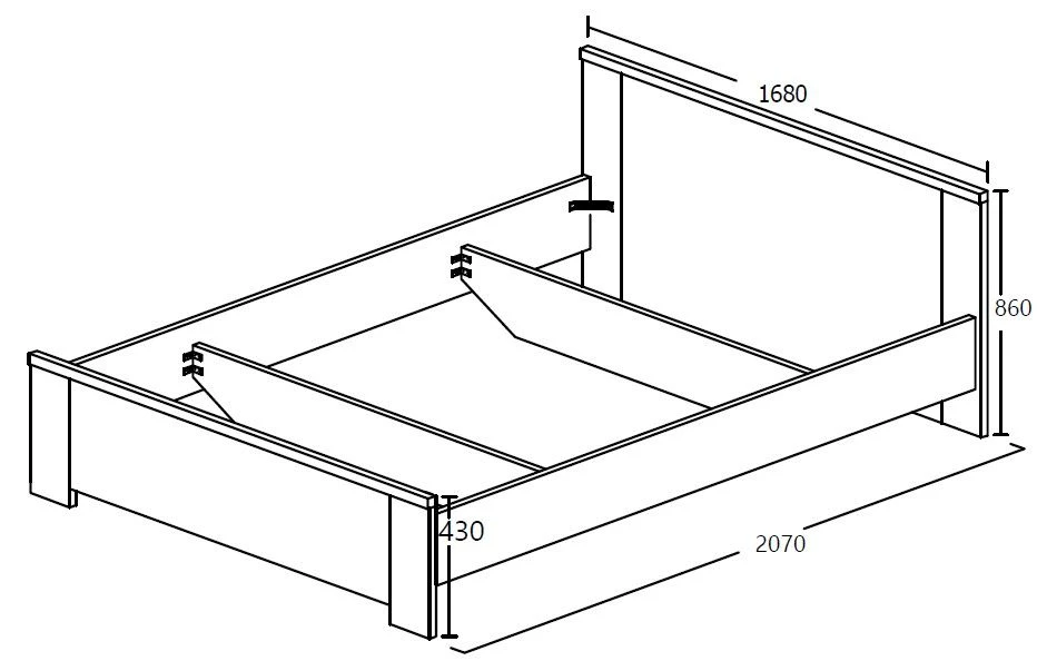 Bed Sela 160x200 - Grijze Eik 3 Bed Sela 160x200 - Grijze Eik - Afbeelding 3