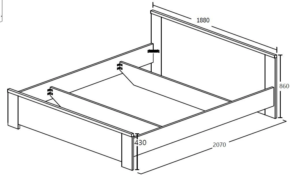 Bed Sela 180x200 - Grijze Eik 3 Bed Sela 180x200 - Grijze Eik - Afbeelding 3