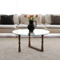 Locelso Salontafel | Massief Pijnboomhout | Gehard Glazen Frame -Emob 552NOS1405 20 202 0057