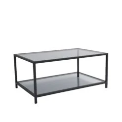Locelso Salontafel | 4mm Gehard Glas En Metalen Frame | Fume Zwart -Emob 552NOS1406 20 206 f0c3