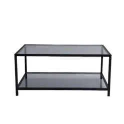 Locelso Salontafel | 4mm Gehard Glas En Metalen Frame | Fume Zwart -Emob 552NOS1406 20 208 820d