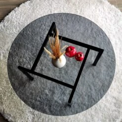 Locelso Salontafel | 100% Metaal | 6mm Dikte | Gehard Glas | 75x42x75 Cm | Fume Zwart -Emob 552NOS1408 20 202 bd04
