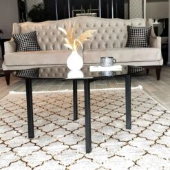 Locelso Salontafel | 100% Metaal | 6mm Dikte | Gehard Glas | 75x42x75 Cm | Fume Zwart -Emob 552NOS1408 20 203 b84f