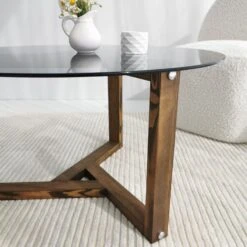 Locelso Salontafel | 100% Gehard Glas, Grenen Massief Houten Frame | Fume -Emob 552NOS1413 20 207 f7d4