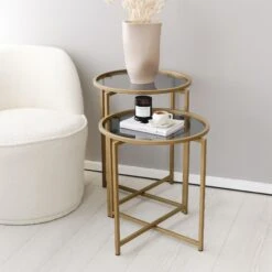 Locelso Salontafel Set, 100% Gehard Glas, 4mm Dik, Metalen Frame, Gold Fume Kleur 13 Locelso Salontafel Set, 100% Gehard Glas, 4mm Dik, Metalen Frame, Gold Fume Kleur -Emob 552NOS1421 20 204 2aef