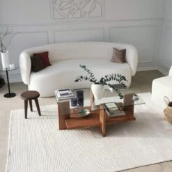 Locelso Salontafel | Massief Houten Frame | Gehard Glas | 105x40x60cm | Houten -Emob 552NOS1435 20 207 2426