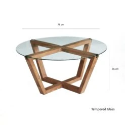 Locelso Salontafel | 100% Gehard Glas En Massief Houten Frame | 75 Cm X 35 Cm X 75 Cm -Emob 552NOS1436 20 2011 e176