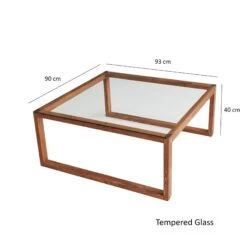 Locelso Salontafel | Gehard Glas En Massief Houten Frame | 90x40x90 Cm | Hout -Emob 552NOS1441 20 2011 fb92
