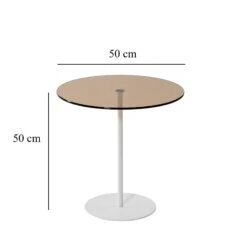 Locelso Bijzettafel | 100% Glas En Metaal | 50x50x50 Cm | Wit Brons -Emob 552NOS1463 20 205 72c6